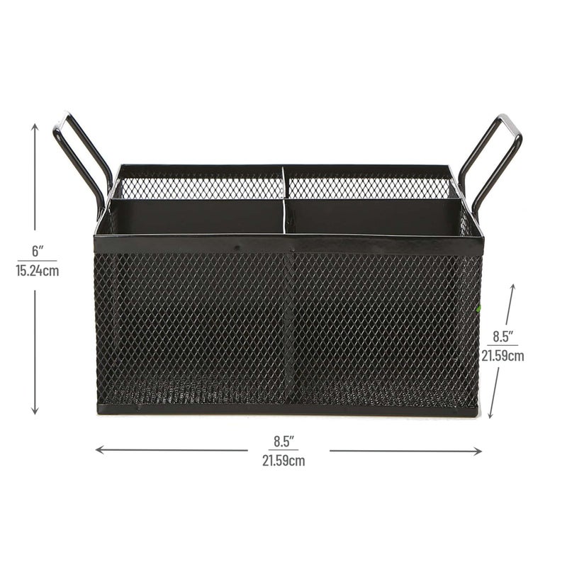 Mind Reader Utensil Accessory Caddy, Organizer, Countertop, Office, Kitchen, Metal Mesh, 8.5"L x 8.5"W x 6"H, Black - Image 3